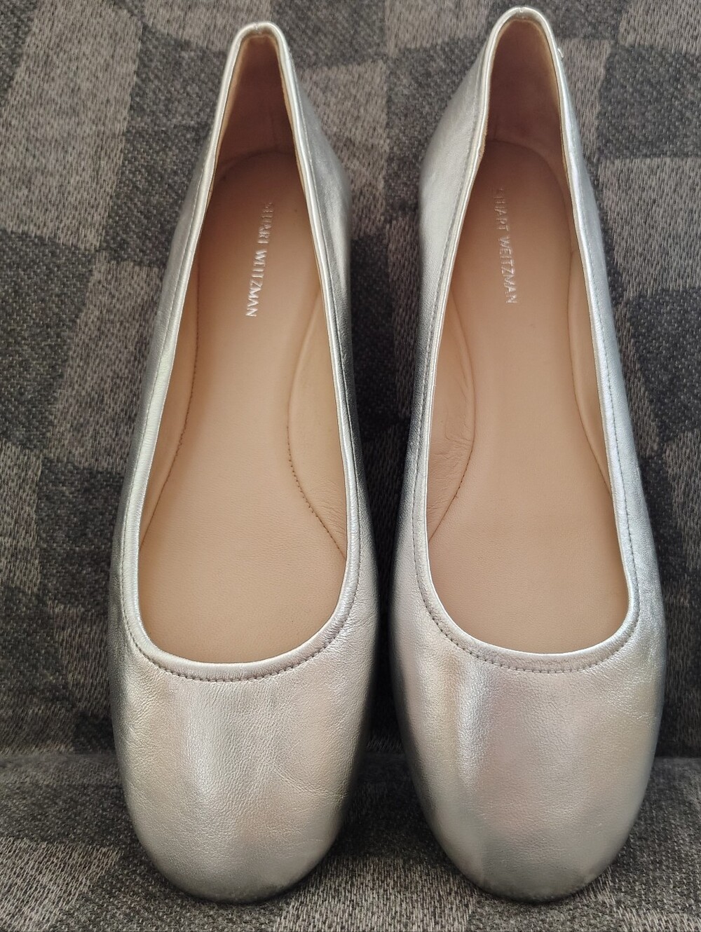 Stuart Weitzman Silver Metallic Ballet Flats, Size 10 - Picture 2 of 9